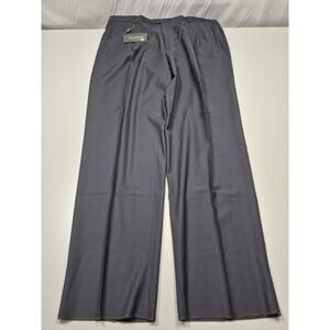 VTG Zanieri Dress Pants Men's 44x37 Gray Wool Pleated Straight Unhemmed Italy